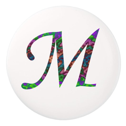 Mooie Tie Dye Letter M Monogram Keramische Knop (Voorkant)
