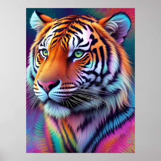 Mooie Tie Dye Tiger Pattern AI Art Poster (Voorkant)