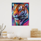 Mooie Tie Dye Tiger Pattern AI Art Poster (Keuken)