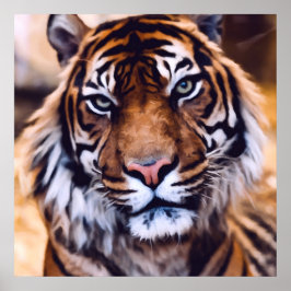 Mooie Tiger Kat Face Geschilderd wild Poster