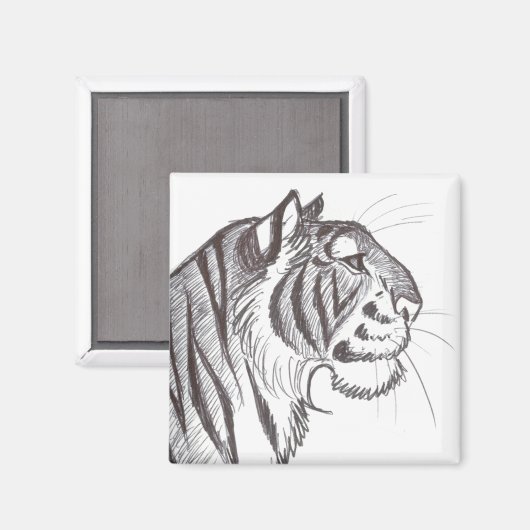 Mooie Tiger tekenmagneet Magneet (Voorkant / Achterkant)