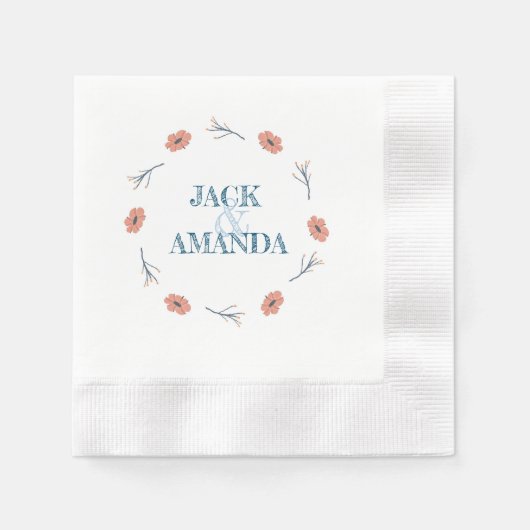Mooie tijdloze bloemenbruiloft decor servetten (Voorkant)