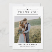 Mooie tijdloze minimalistische 2 foto's bruiloft bedankkaart (Voorkant)