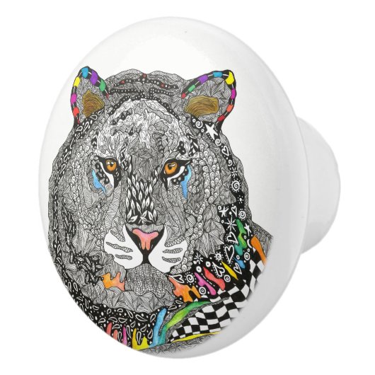 Mooie Tijger Deurknop - Keramisch Keramische Knop (Rechts)