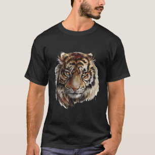 Mooie tijger hand geschilderd portret lange mouw s t-shirt