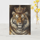 Mooie Tijger in een kroon alle gelegenheden Kaart (Gele Bloem)