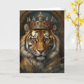 Mooie Tijger in een kroon alle gelegenheden Kaart (Gele Bloem)