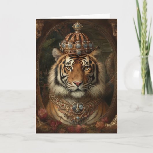 Mooie Tijger in een kroon alle gelegenheden Kaart (Voorkant)