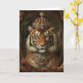 Mooie Tijger in een kroon alle gelegenheden Kaart (Gele Bloem)
