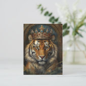 Mooie tijger in een kroon briefkaart (Staand voorkant)