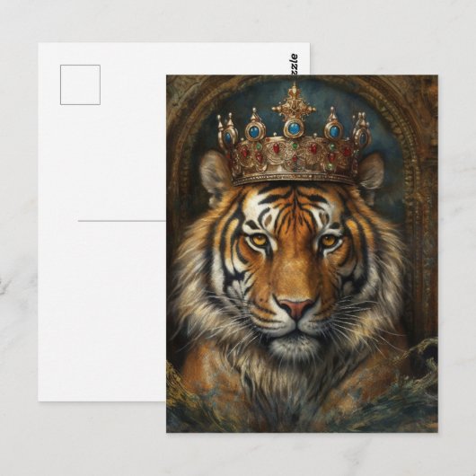 Mooie tijger in een kroon briefkaart (Voorkant / Achterkant)