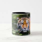 Mooie tijger in het water tweekleurige koffiemok (Center)