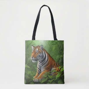 Mooie tijger in oerwoud tote bag