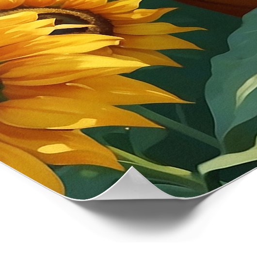 Mooie Tijger in Zonnebloemveld Bloemen Poster (Hoek)