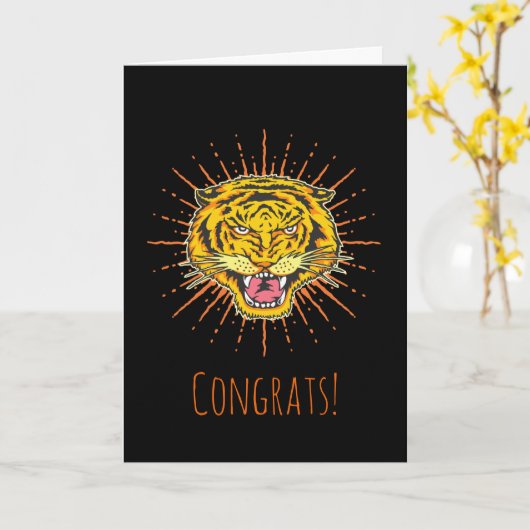 Mooie tijger kaart (Gele Bloem)