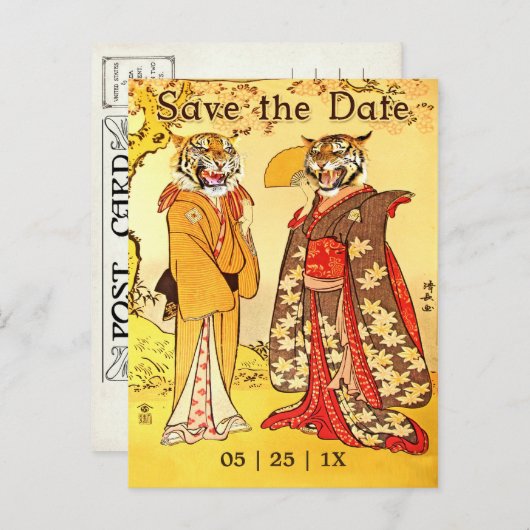 Mooie Tijger Mensen Bewaar De Uitnodigingen Van De (Voorkant / Achterkant)