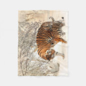Mooie tijger met welp in de sneeuw fleece deken (Voorkant)