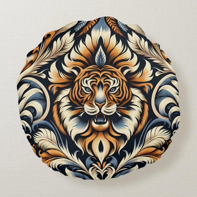 Mooie tijger rond kussen (Achterkant)