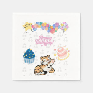 Mooie Tijger Verjaardagsfeest Papieren Servetten