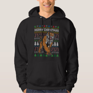 Mooie Tijger Vrolijk Kerstmis Lelijke Kerstmis Gro Hoodie