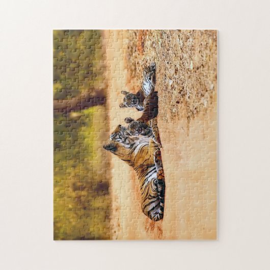 Mooie tijgerfamilie, Jigzaag Puzzle Legpuzzel (Verticaal)