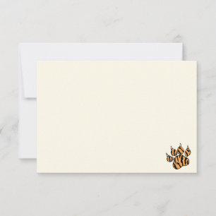 Mooie Tijgerpootafdruk Blank Crème Wit Notitiekaartje