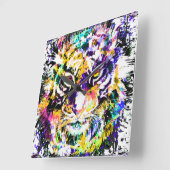 Mooie tijgerwandklok | Kleurrijke tijgerklok  Vierkante Klok (Hoek)