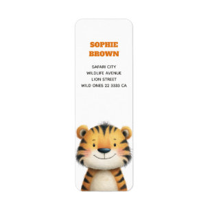 Mooie Tijgerwelp Waterverf Wildlife Retouradres  Etiket