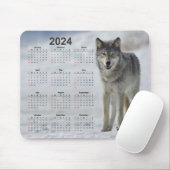 Mooie Timber Wolf 2024 Kalender Muismat (Met muis)