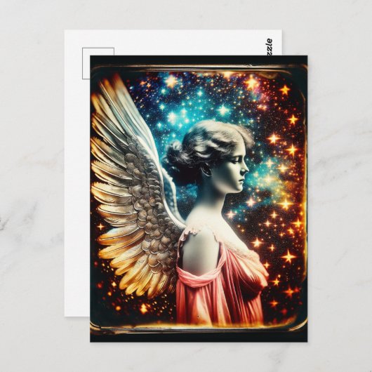 Mooie Tin Type Engel Briefkaart (Voorkant / Achterkant)