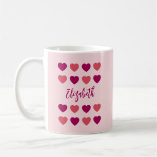 Mooie tinten roze harten Script cursieve naam Koffiemok