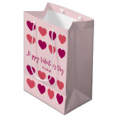 Mooie tinten roze harten Script Cursieve naam Medium Cadeauzakje (Voorkant Gekanteld)