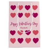 Mooie tinten roze harten Script Cursieve naam Medium Cadeauzakje (Achterkant)