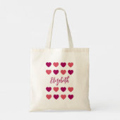 Mooie tinten roze harten Script cursieve naam Tote Bag (Achterkant)