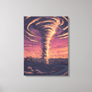 Mooie tornado bij zonsondergang canvas afdruk