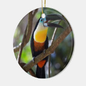 Mooie touchvogel in een natuur omgeving keramisch ornament (Links)