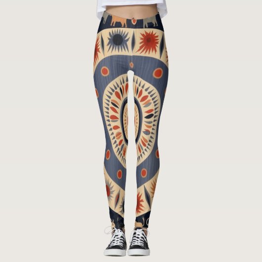 Mooie Traditionele Abstracte Kunst Leggings (Voorkant)