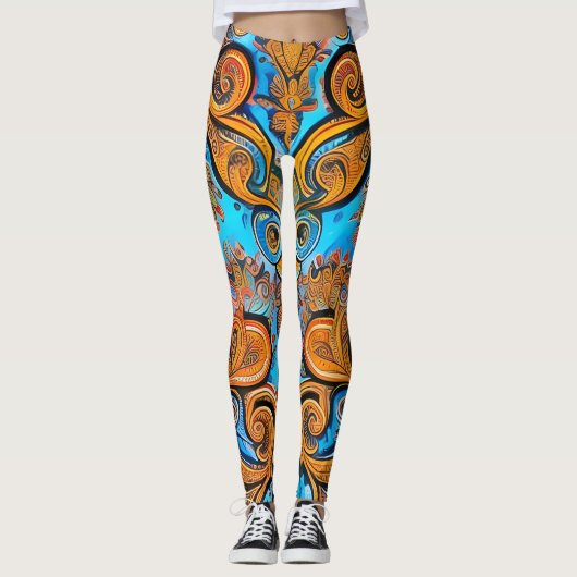 Mooie Traditionele Abstracte Kunst Leggings (Voorkant)