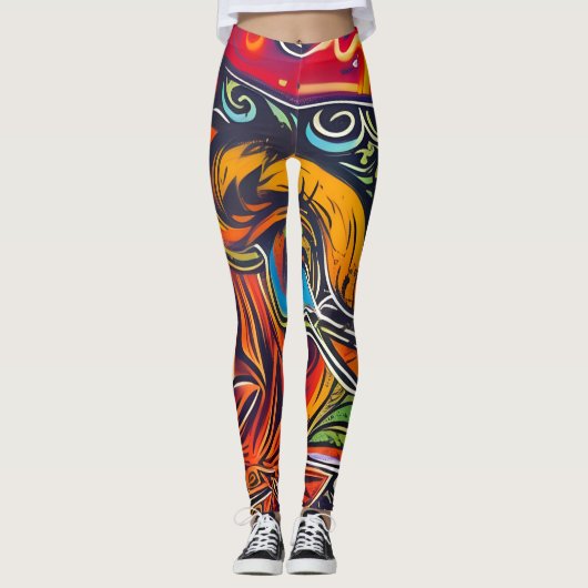 Mooie Traditionele Abstracte Kunst Leggings (Voorkant)