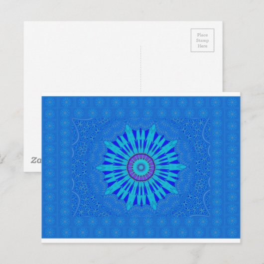 Mooie Traditionele Blauwe vector patroon art des Briefkaart (Voorkant / Achterkant)