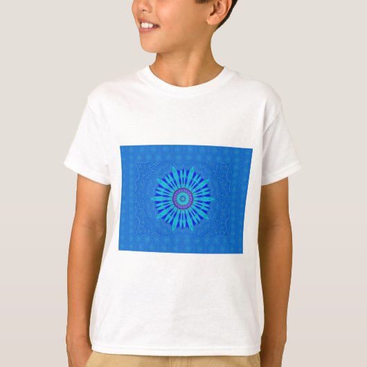 Mooie Traditionele Blauwe vector patroon art des T-shirt (Voorkant)