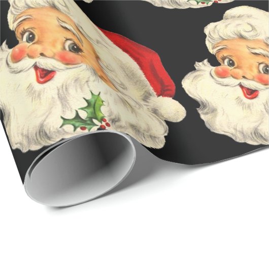 Mooie traditionele kerstzijde, zwarte achtergrond cadeaupapier (Rol Hoek)