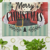 Mooie traditionele Santa Retro Rood Groen Theedoek (Gevouwen)