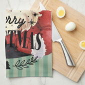 Mooie traditionele Santa Retro Rood Groen Theedoek (Quarter Fold)