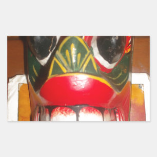 Mooie traditionele Sri Lankaanse vuurmaskerkunst Rechthoekige Sticker