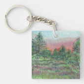 Mooie Trees Pink Sky Art Sleutelhanger (voorkant)
