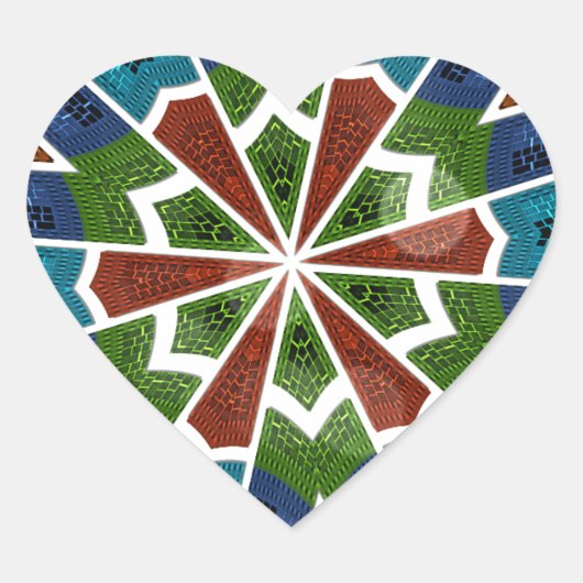 Mooie trendy Aziatische Textiel Design Art Print Hart Sticker (Voorkant)