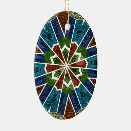 Mooie trendy Aziatische Textiel Design Art Print Keramisch Ornament (Rechts)