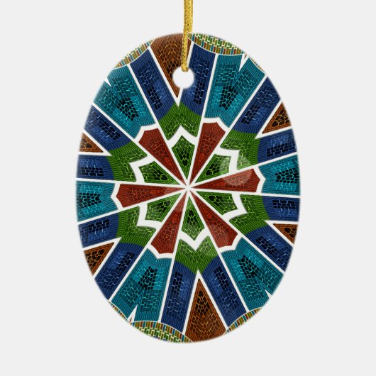 Mooie trendy Aziatische Textiel Design Art Print Keramisch Ornament (Voorkant)