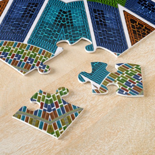 Mooie trendy Aziatische Textiel Design Art Print Legpuzzel (Zijkant)